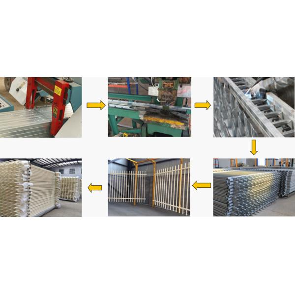 Flat top galvanized steel tubular metal fence panel