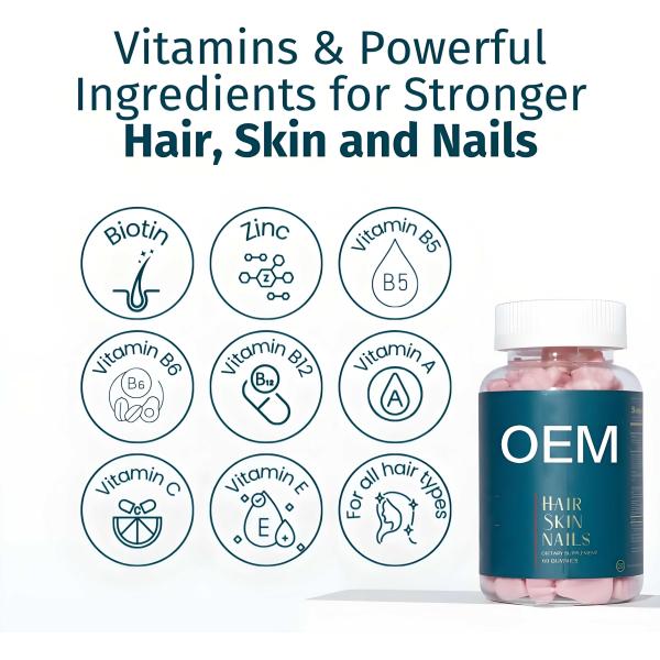 60 Capsules Hair Nail Vitamins Adlult Hair Growth Pills For Women