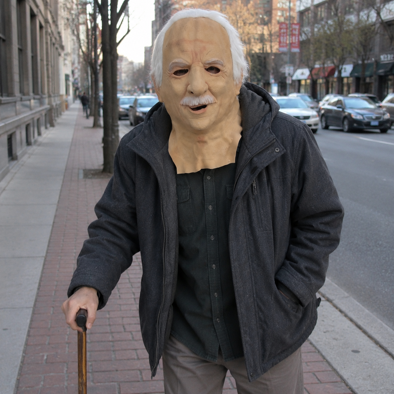 Realistic Old Man Latex Mask with White Hair, Mustache and Wrinkled Elderly Face Design, Full Face Character Mask for Halloween Cosplay Costume Party, Stage Performance, OEM Factory Supplier