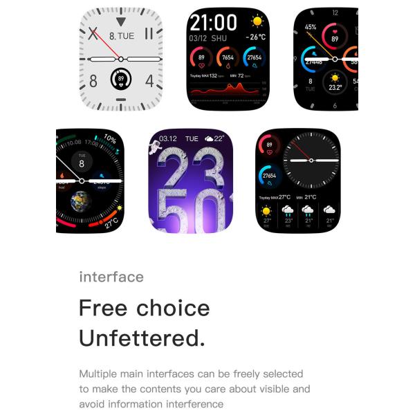 Fitness Smart Watch Temperature Monitoring RTL8762C PPG Distance Sport Sharing