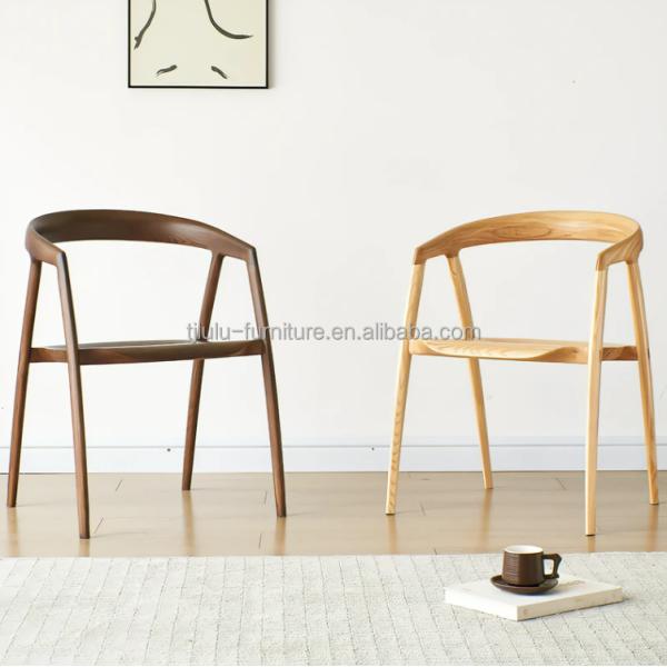 Mail Packing Dining Chair Design for Restaurant Hotel Furniture Solid Wood Modern Walnut Color Size W57*D53*H77CM