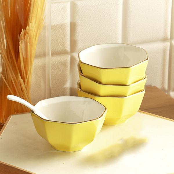 Irregular Ceramic Dinnerware Sets Craftsman Ceramic Serving Bowl Set Yellow White