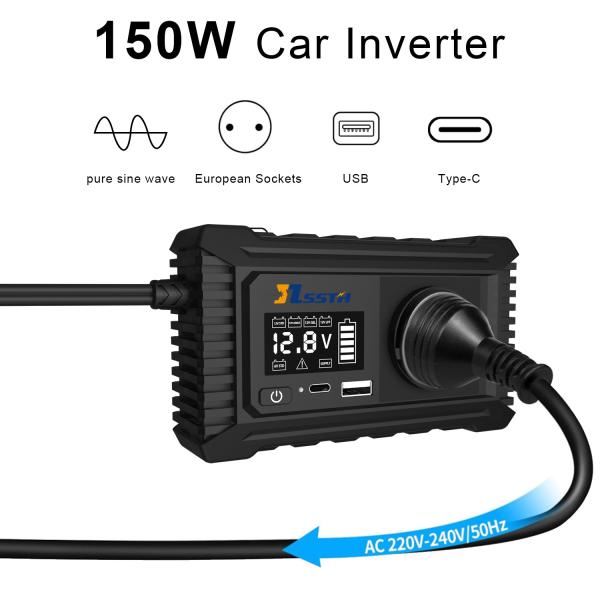 150W Pure Sine Wave DC 12V to 110V 220V AC Car Charger Converter Adapter Dual USB Off Grid 200W Car Power Inverter