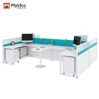 Modern 4 Person Office Furniture Staff Executive Workstation Table With Metle Leg Support customization