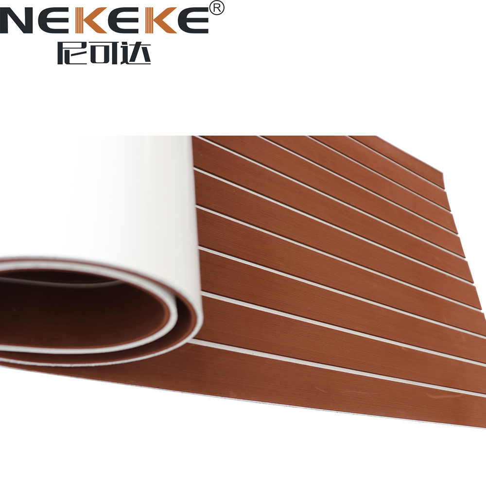 Self Adhesive EVA Deck Sheet Dark Brown White Straight Stripe
