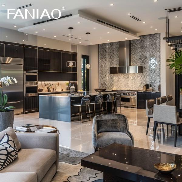 Современная роскошь Готовая к сборке Мебель интерьера Плоская упаковка Шкаф дизайн Шкаф Кухонные шкафы