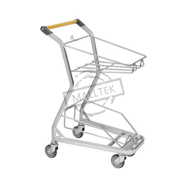 High Quality Metal Wire Shopping Cart Hot Selling Double Basket Shopping Cart Trolley