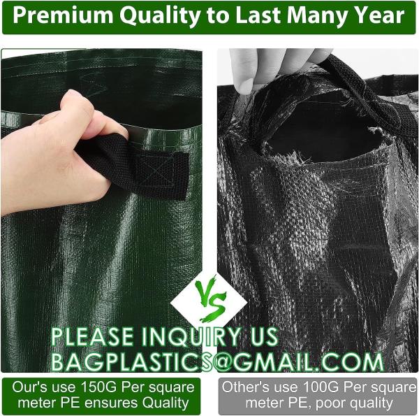 Potato Grow Bags, 4 Pack 10 Gallon With Flap And Handles Planter Pots For Onion, Fruits, Tomato, Carrot - Green