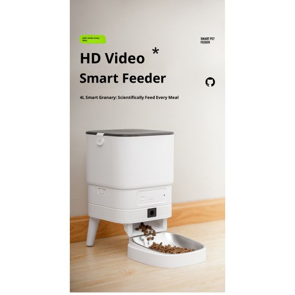 Automatic Pet Feeder Cats Dogs Charge Battery Plastic Stainless Steel Bowls Eco-Friendly Intelligent Timing Remote Video IPX5