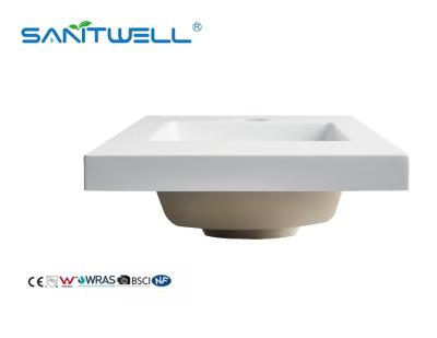 Das bacias artificiais novas da pedra do projeto do tamanho de SWL555 Standrad dissipadores limpos fáceis de superfície contínuos do Semi-contador da forma do retângulo