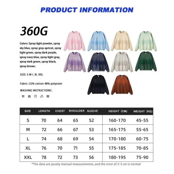 Vintage Men's Oversized Loose Cotton Long Sleeve Round Neck Pullover Sweatshirt