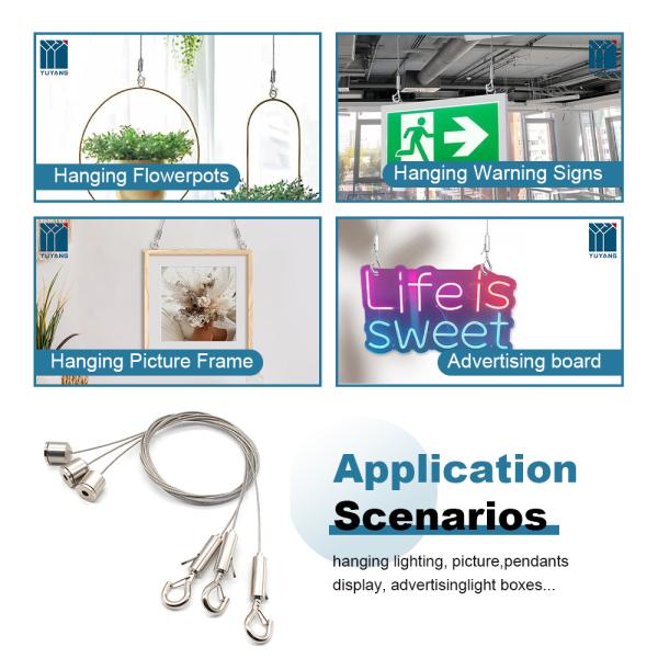 Stainless Steel Hanging Wire Kit Spring Hook Cable Gripper Versatile For Decor