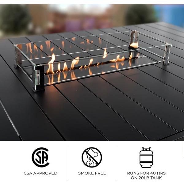 Rectangular Dining Smokeless Fire Table Propane Gas Fire Pit Table for Patio Garden