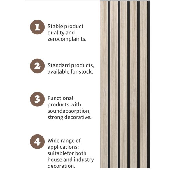 Modern Design Akupanel Acoustic Slat Wall Panel Wood MDF Material for Hotel Soundproof and Graphic Design Solution Capable