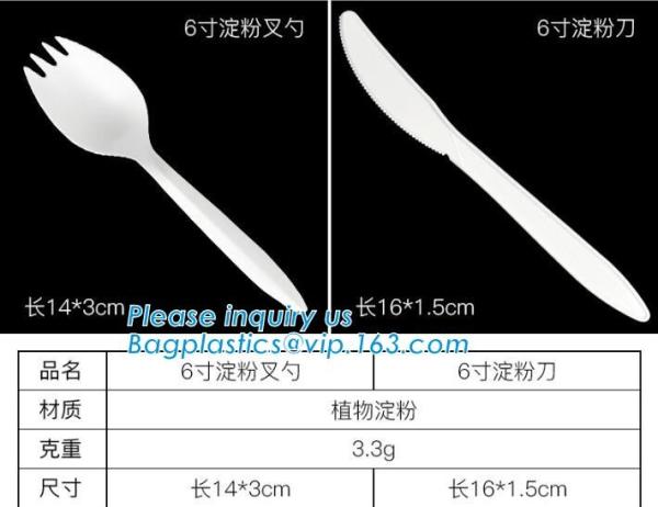Disposable Biodegradable Corn Starch Fork Knife Spoon / Cutlery for Food,compostable disposable CPLA plastic knife with