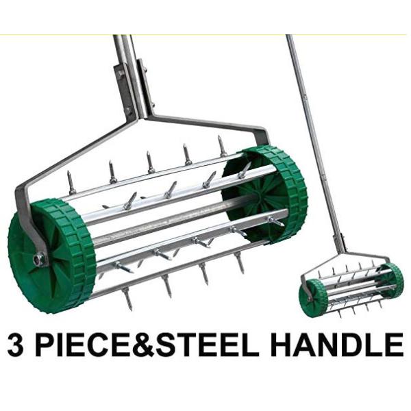 Metal Manual Rolling Spike Lawn Aerator Composed Of 3pcs Of Steel Tubes