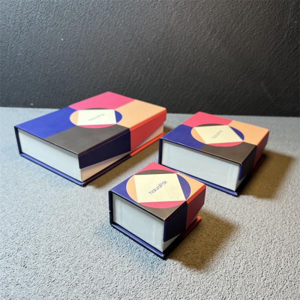 Geometric Pattern Magnetic Closure Jewelry Box Small Cardboard Ring Boxes For Girls