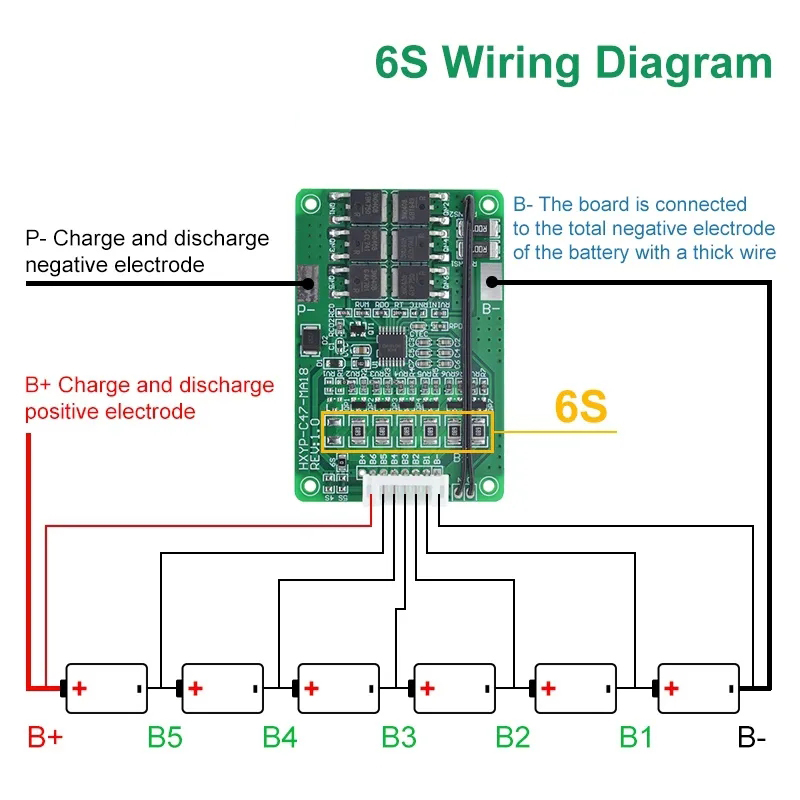 4S/5S/6S/7S BMS 48V Lithium Battery Charger 16.8V-21V 20A 18650 Lmo Ternary Temperature Protection Balance Board PCB PCBA