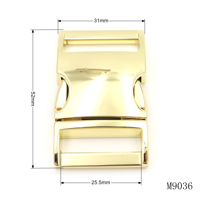 Gold Plated Metal Bag Lock 1 Inch Heavy Duty Quick Release Metal Buckle