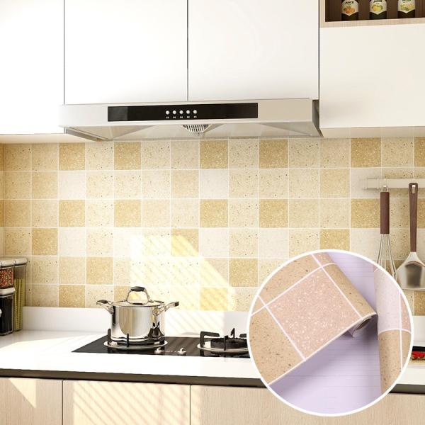 Modern Style Peel and Stick Kitchen Backsplash Wallpaper Fireproof PVC Vinyl Wall Tile Stickers