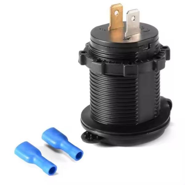 Chargeur de voiture double USB-A ABS avec anneau LED
