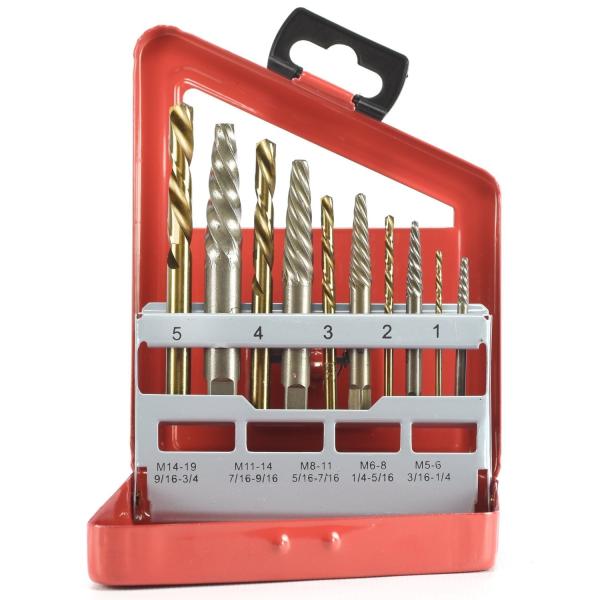 10pcs Screw Extractor and Left Hand Drill Bit Set for Broken Bolts