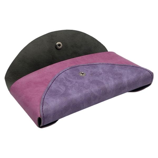 Purple Oem Labels Soft Leather Eyeglass Pouch Portable Hot Stamping Logo
