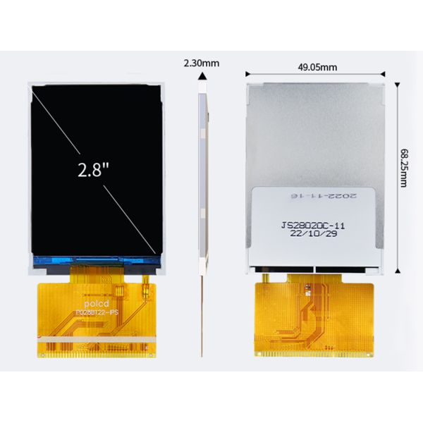 Polcd Small 2.8 inch 240x320 QVGA High Brightness 300nits SPI interface IPS TFT display