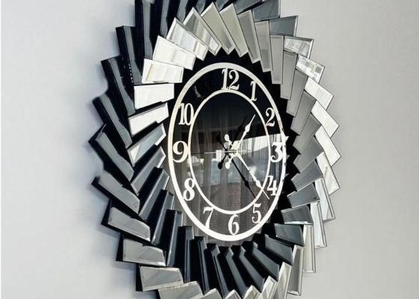 Luxury Gray Mirror Glass Wall Clock with Silent Movement and Custom Size Available for Modern Décor