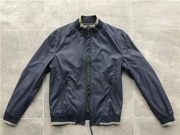 Navy Color Light Weight Pu Material Jacket With Mesh Lining And Rib Details