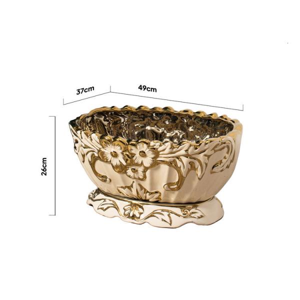 New design luxury succulent planter creative gold garden desktop decoration ceramic flower pots in bulk