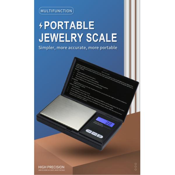 Balanza de bolsillo de acero inoxidable ABS de alta precisión 0.01g Precisión Mini Digital Jewelry Scale Tamaño de la balanza 7.6*12.8*2 cm