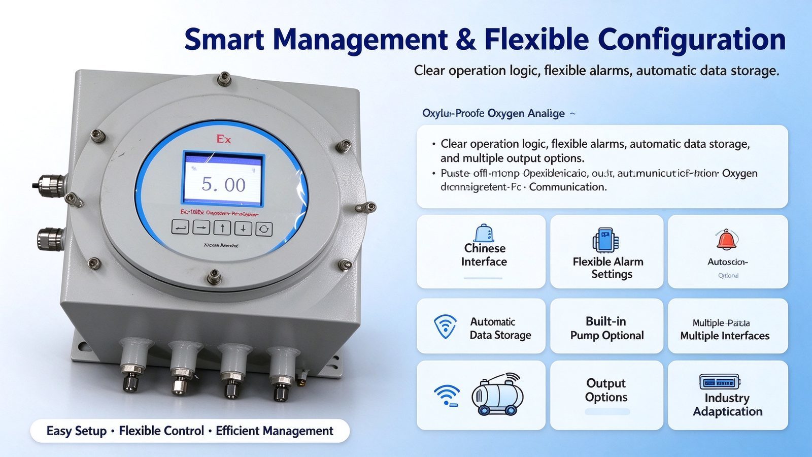 Explosion Proof Oxygen O2 Gas Purity Analyzer EX d IIC T6 Gb Industrial Gas Detector