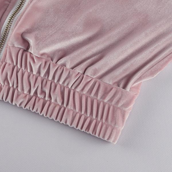 Solid Color Zipper Velvet Tracksuit Set Womens Sport Tracksuits Anti Bacterial