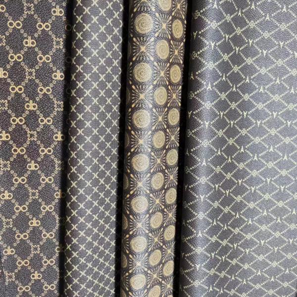 Vintage Letter Printed PVC Leather For Bags Soft Brush Bottom Eco Friendly