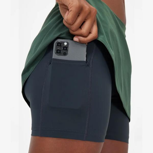 2 In 1 Nylon Tennis Workout Pocket Shorts Women Sportswear Shorts