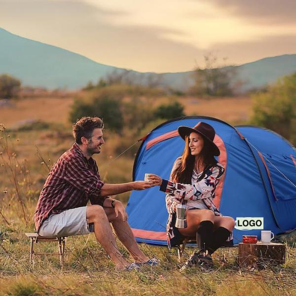 7.2FT*4.5FT*40Inch Easy Set Up 2 Person Blue Waterproof Polyester Pop Up Camping Tent With Ventilated Mesh Windows