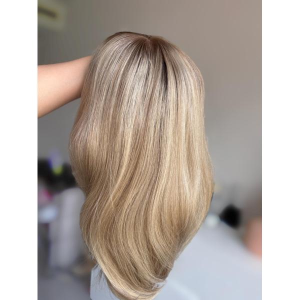 Medium Brown Custom Womens Wigs 130% Density Blonde Lace Front Wig