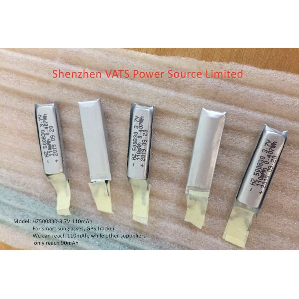 400830 3.7V Slim Li-polymer Battery 80mAh 110mAh With Solder Tabs For Wearable Devices And Toys
