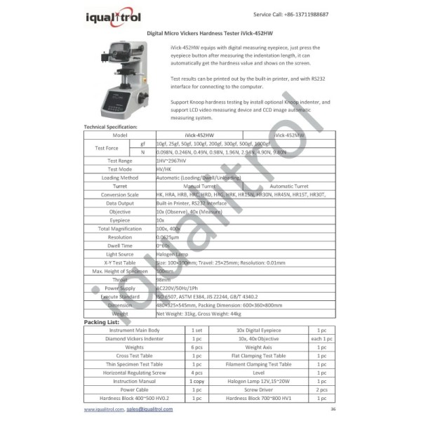Digital Eyepiece 10X Micro Vickers Hardness Tester Built In Printer Motorized Turret JIS Z2244