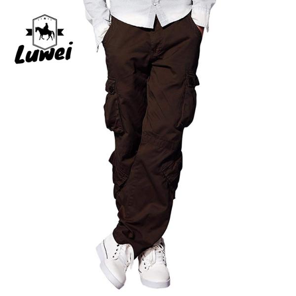 Молодежные грузовые брюки прямой трубки грузовые длинные брюки с карманом