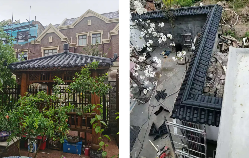 PP Plastic Roof Tiles & Roofing Accessories with Brackets Lightweight Easy Install Roof Shingles with End Caps Corner Joints