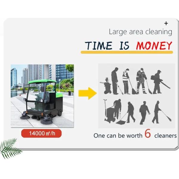 6*8V Voltage Automatic Electric Floor Sweeper for Outdoor Parking Lot and Road Cleaning