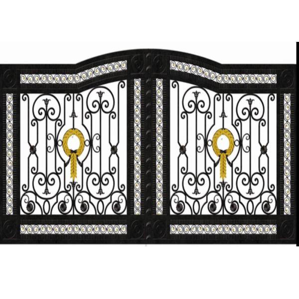 Sblack Primed Antique Wrought Iron Gates / Double Entry Residential Iron Gates