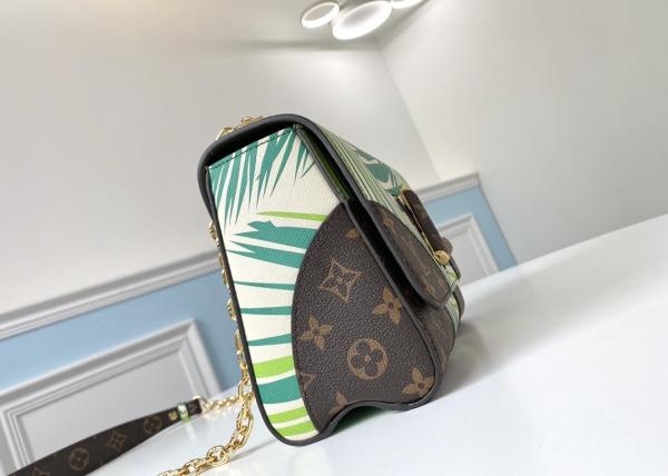 M5028Silk-Screen Luxury Chain Bag Genunie Leather And Carvas Luxury Chain Bag Rippel Bottom Cross-Body Bag