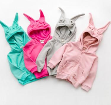 Custom Made Girls Rabbit Ear Hoodie , Animal Hoodies With Ears For Toddlers