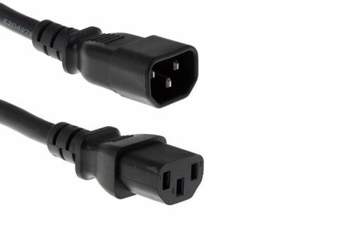 Black IEC Panel Mount C14 To C13 Ac Power Cable 1.5mm2 10A 250V
