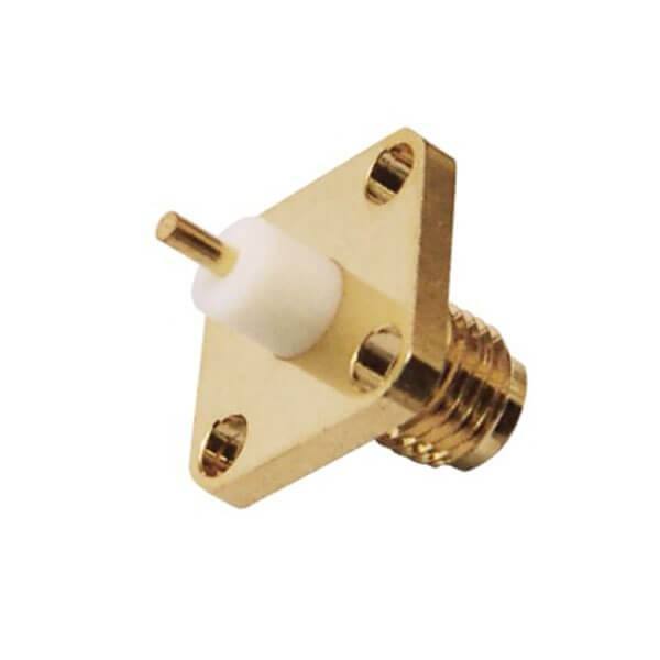 Jack Female SMA RF Coaxial Connector with 0~3GHz Frequency 50Ω Impedance and Gold Plated PCB Mount