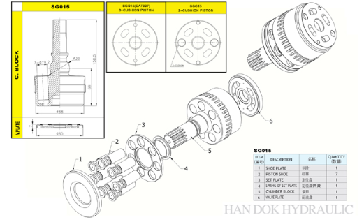 SG015 SG02 Hydraulic Swing Motor Parts Spare Repair Kit For Toshiba