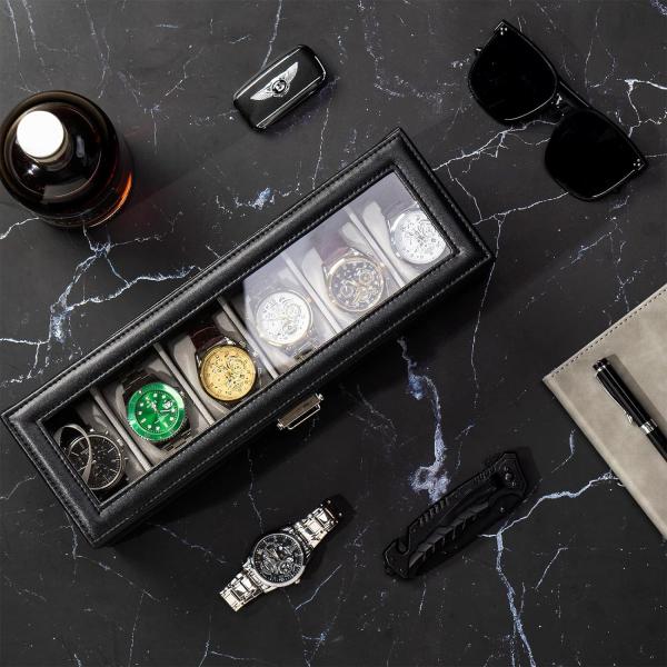 ProCase Watch Box Organizer for Men, 6 Slot Watch Display Case with Drawer, Father's Day Gift Mens Watch Holder Watch